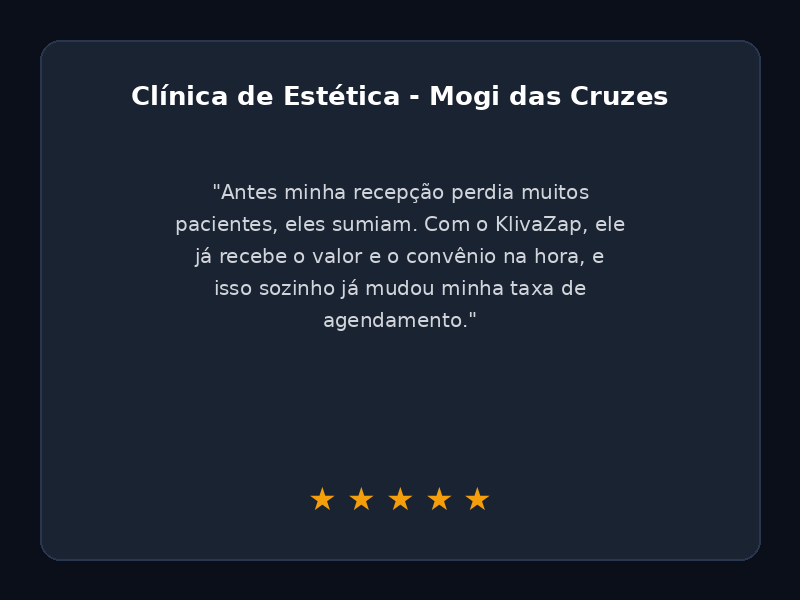 Depoimento de clínica de estética em Mogi das Cruzes